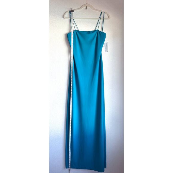 NWT Alice + Olivia Nelle Spaghetti Strap Cut Out Back Maxi Dress in Ocean Blue 6 - Picture 11 of 14